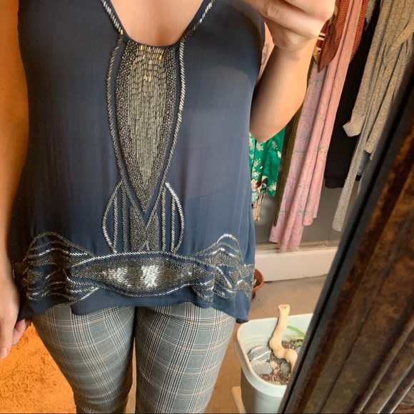 Parker Silk Beaded Embellished 20s Top Glam Tank S - Picture 10 of 14